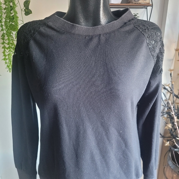 Verve Ami Black Sweater with Lace Detailed Shoulders M - Picture 2 of 7
